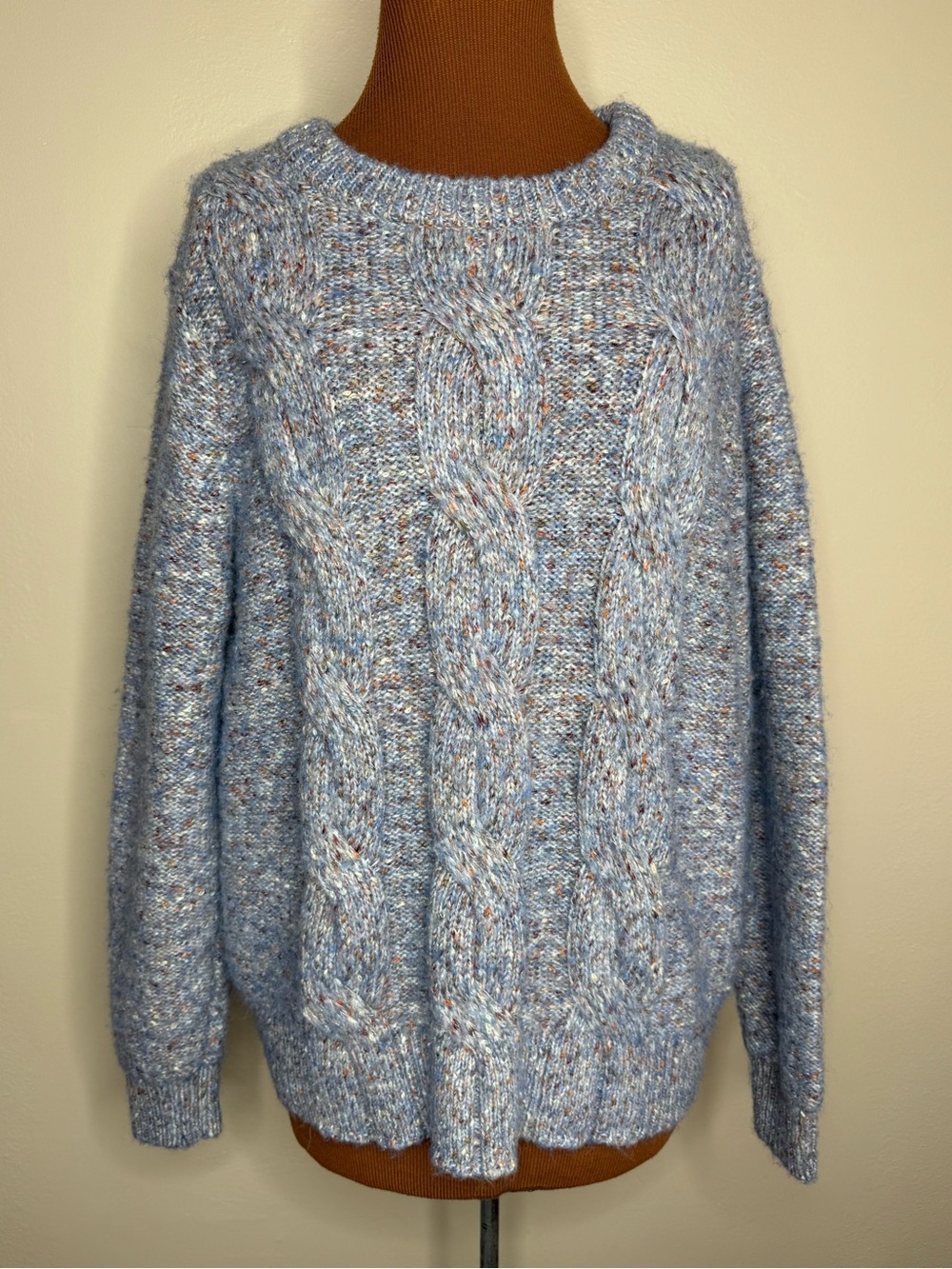 A New Day Multicolor Cable Knit Crewneck Sweater Size Large